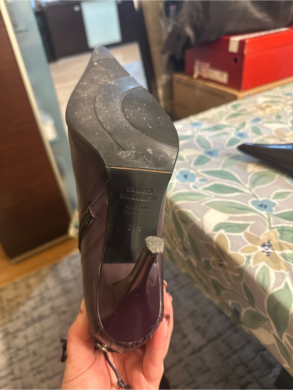 Pointed Toe Stiletto Ankle Boots in Plum - Picture 8 of 10